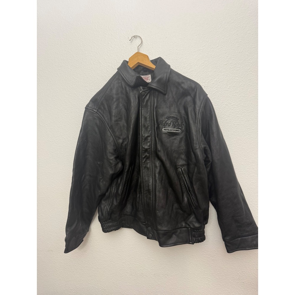 Richmond Leathers Hard Rock Hotel Casino Tampa Black Leather Bomber Jacket XL